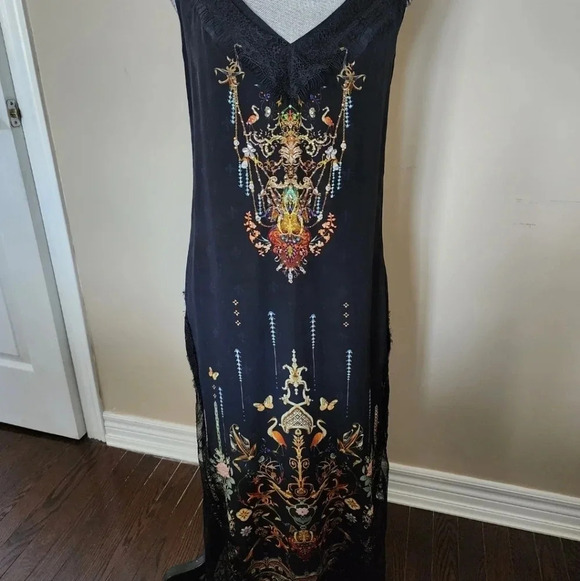 ❤️HOST PICK❤️ Camilla  Midi Lace Slip Dress Rebelle Black 100% Silk size S - Picture 7 of 16